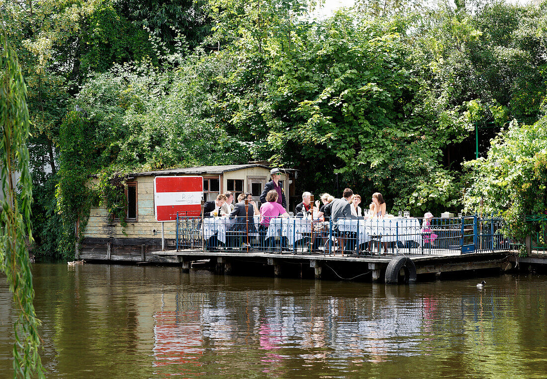 Cafe at the High Tide Ditch, Flutgraben, Berlin Treptow, Berlin, Germany