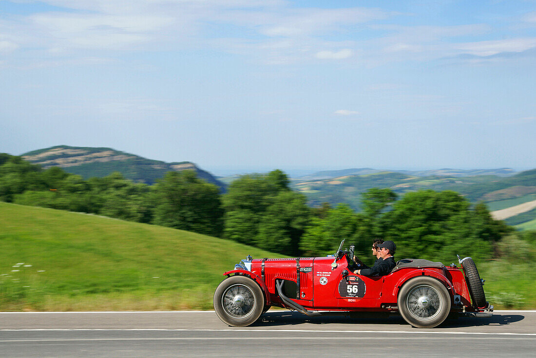 Veteran car on a country road, Loiano, Pianoro, Bologna, Italy, Europe