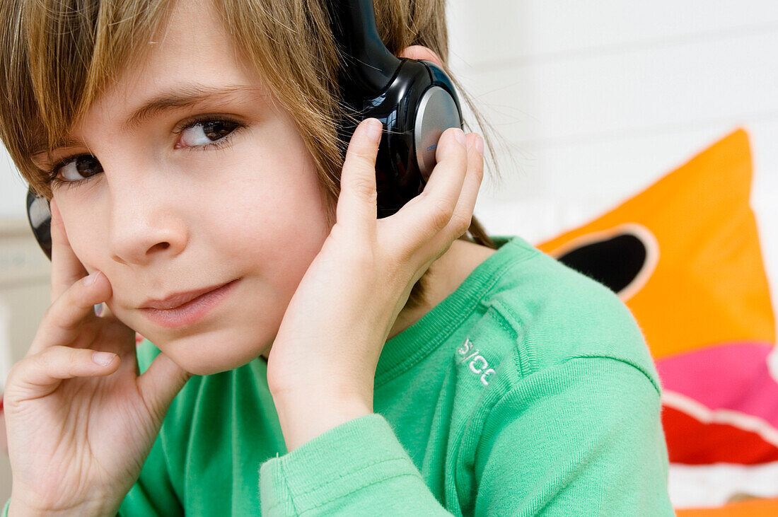 Portrait of a little boy with headphones