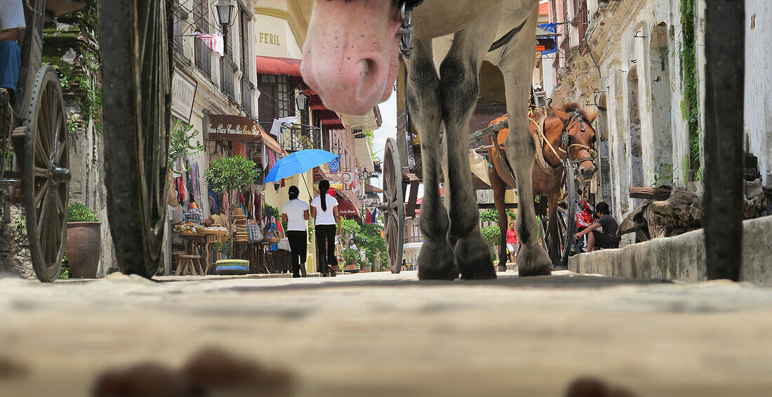 Low section of a horsecart in Vigan, a spanish colonial city in Ilocos, Vigan, Luzon Island, Philippines, Asia