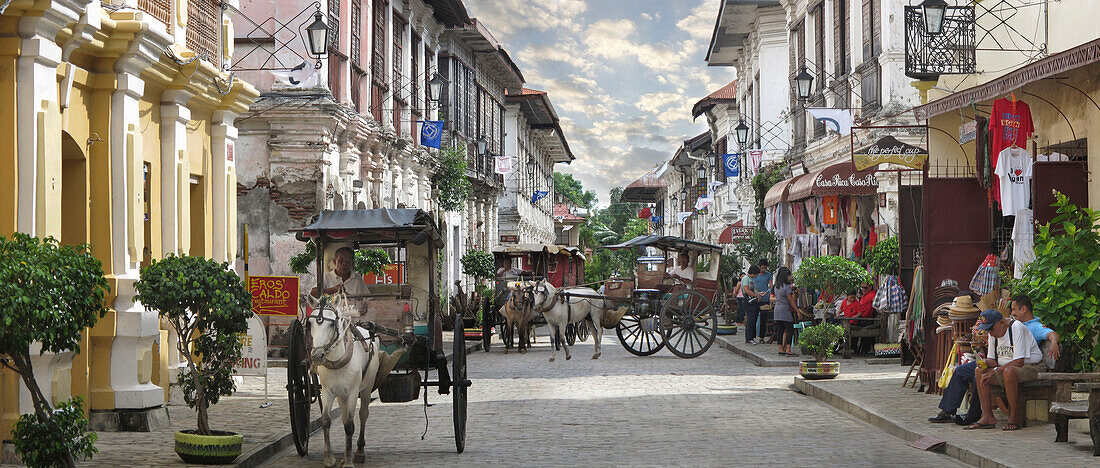 Panorama view of Vigan, a spanish colonial city in Ilocos, Vigan, Luzon Island, Philippines, Asia