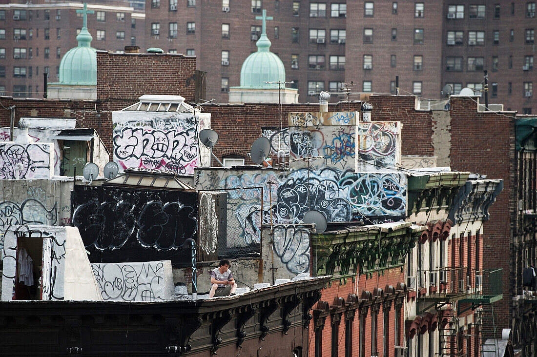 Blick auf Downtown Manhattan und China Town, Manhattan, New York, USA, Amerika