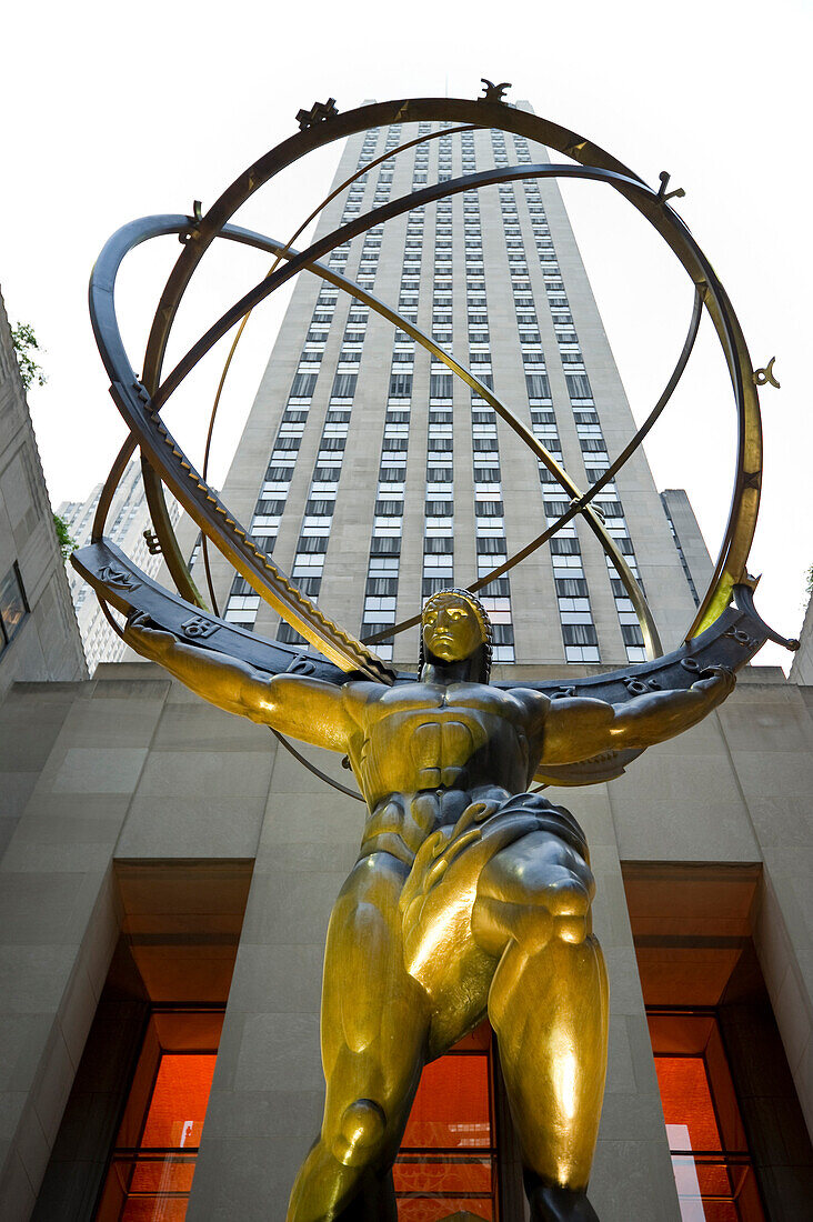 Statue in front of Rockefeller Center, Manhattan, New York, USA, America