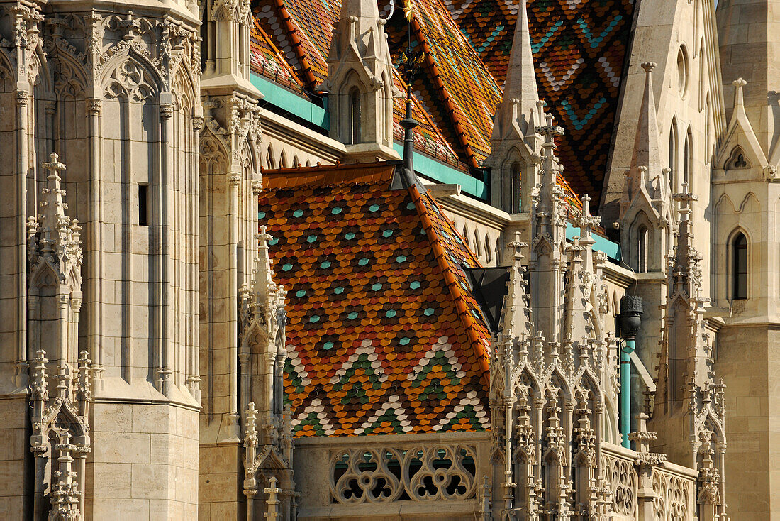 Detail der Matthiaskirche, Budapest, Ungarn, Europa