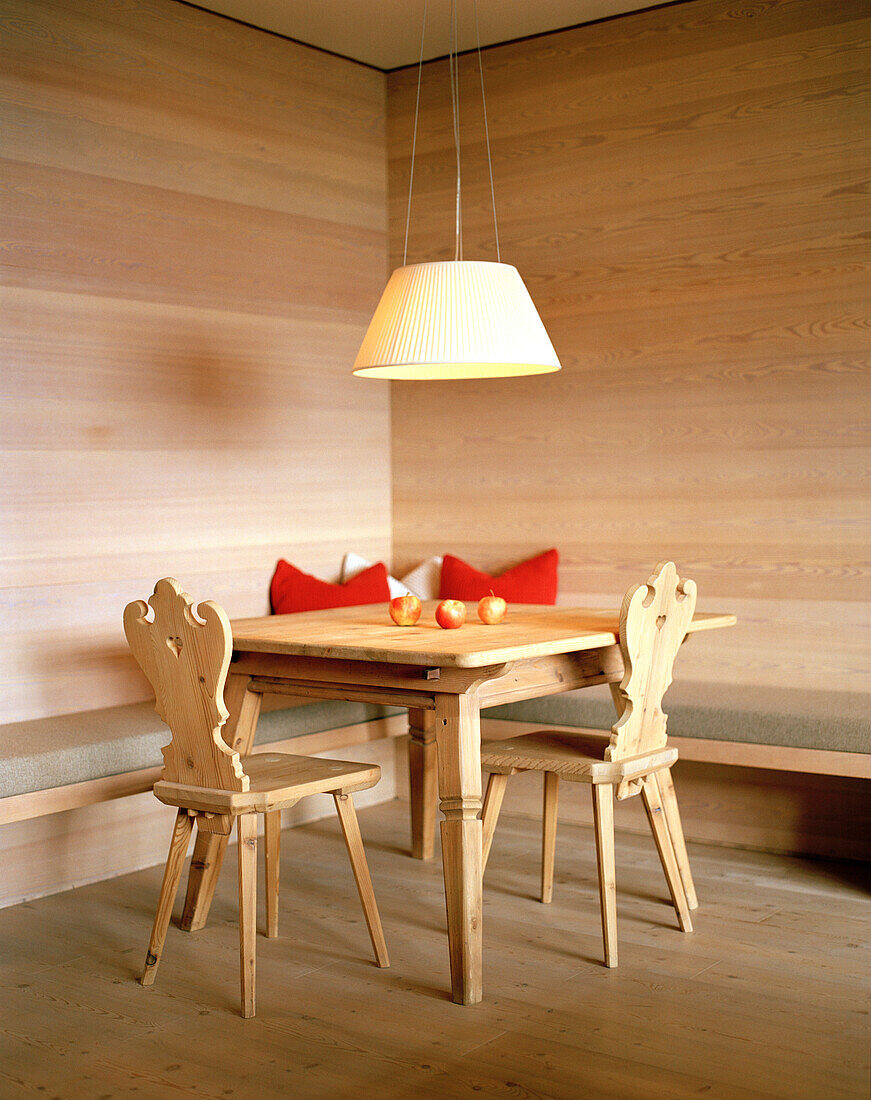 Seating area in hotel suite, Vigilius Mountain Resort, Vigiljoch, Lana, Trentino-Alto Adige/Suedtirol, Italy