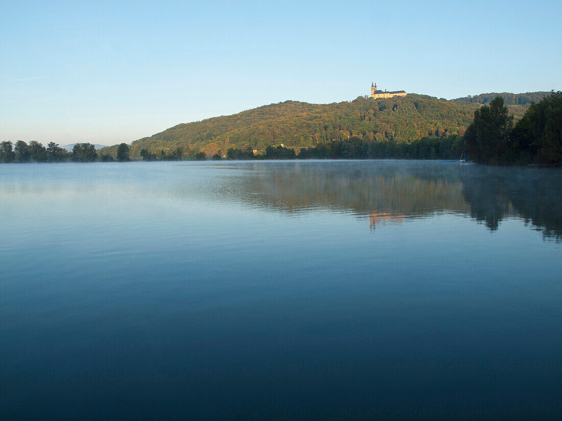 Kloster Banz mit Schönbrunner See, Oberes Maintal, Oberfranken, Franken, Bayern, Deutschland