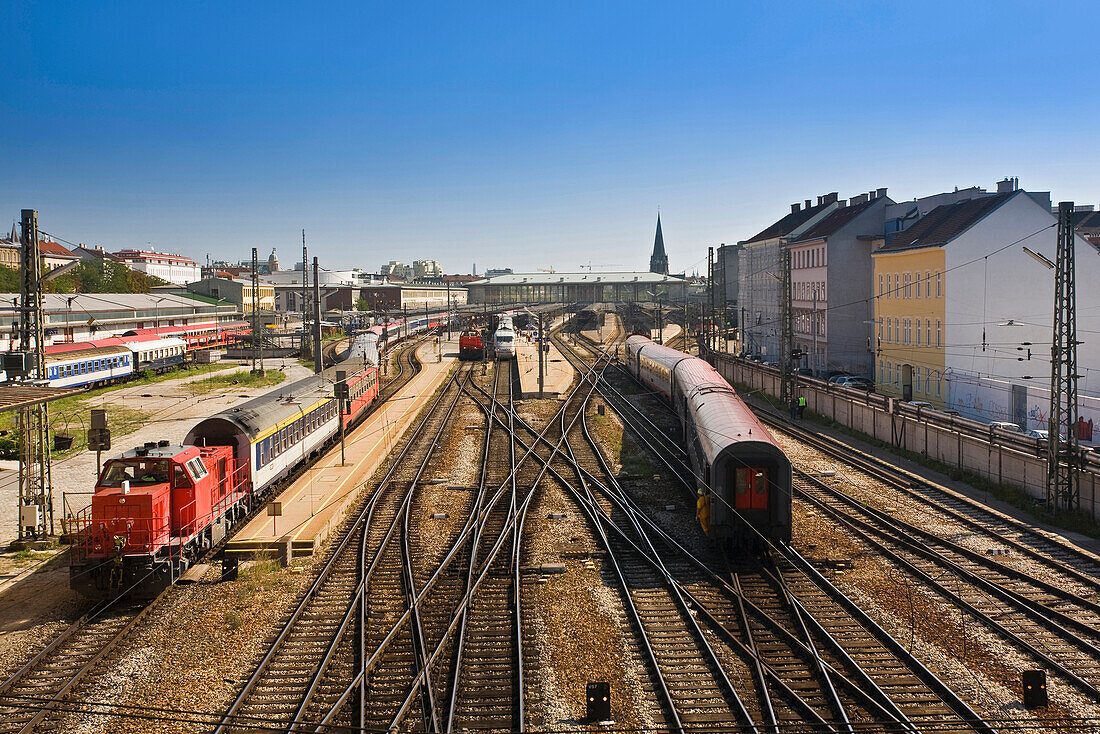 Tracks and rails at western station, Vienna, Austria, Europe