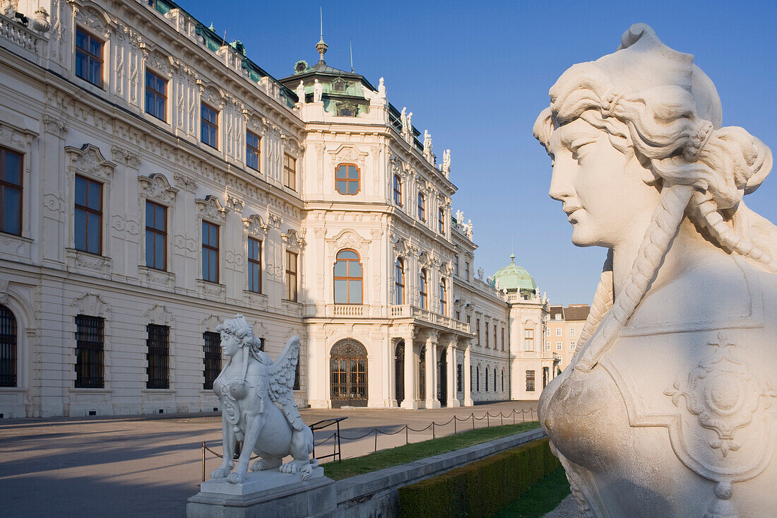 Statues in front of Belvedere castle, Vienna, Austria, Europe