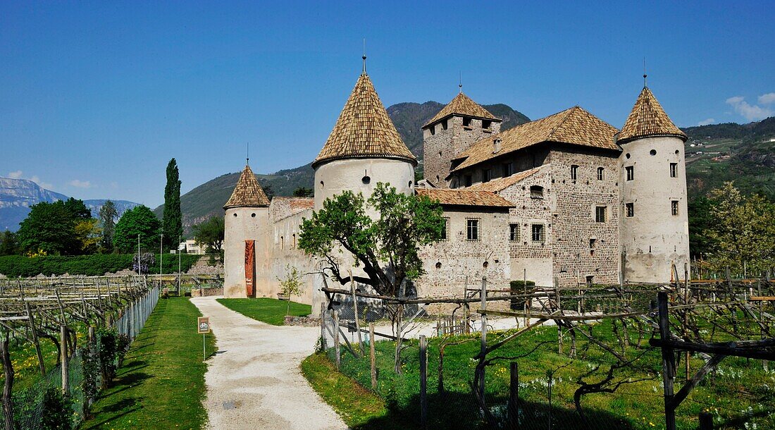 Maretsch castle in the sunlight, Bolzano, South Tyrol, Alto Adige, Italy, Europe