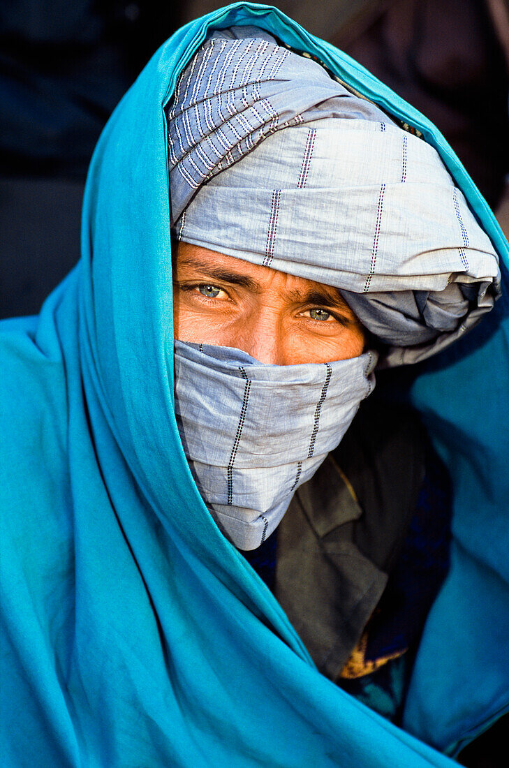 Portrait of man wearing turban, Afghanistan