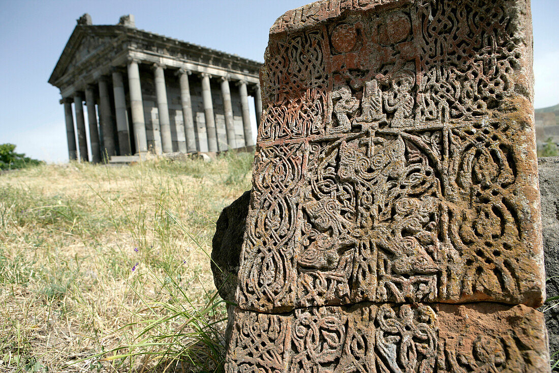 Garni ruins and tablet, Kotayk, Armenia