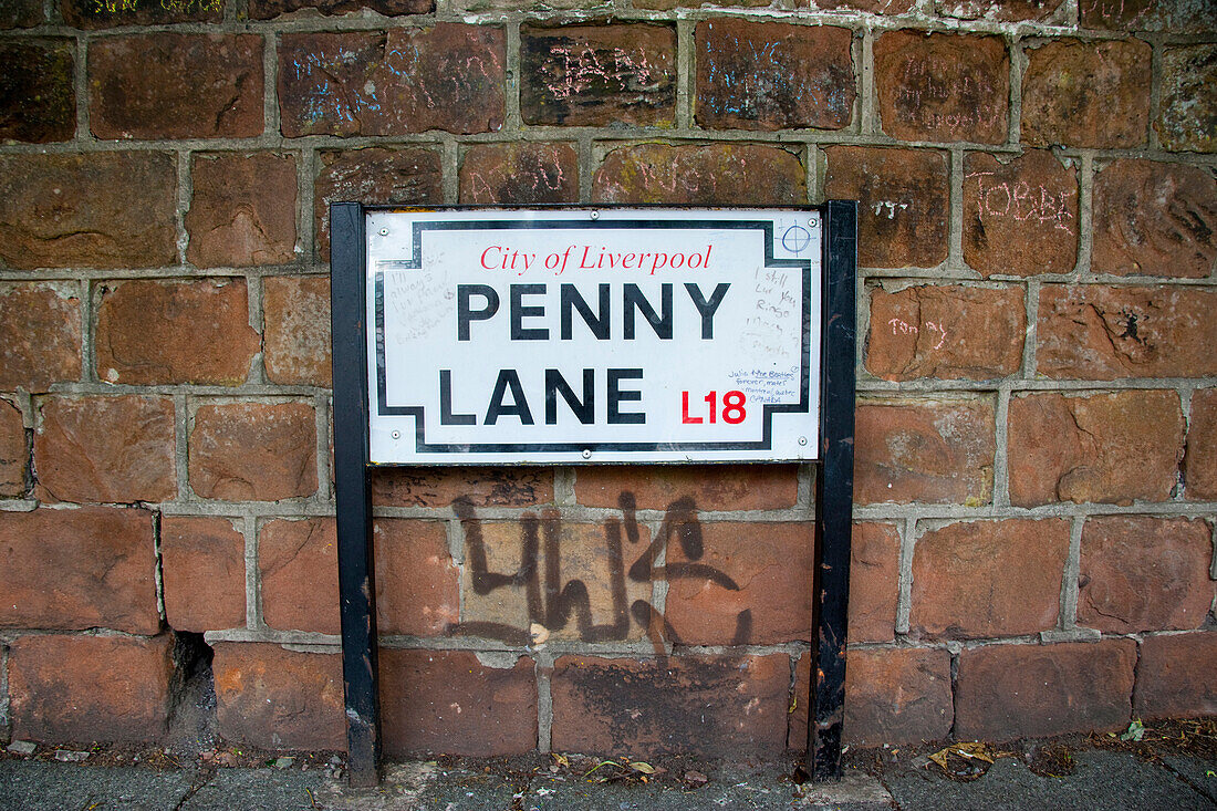 United Kingdom, Liverpool, Penny Lane, Immortalized Street By Paul Mccartney, United Kingdom, Liverpool, Penny Lane
