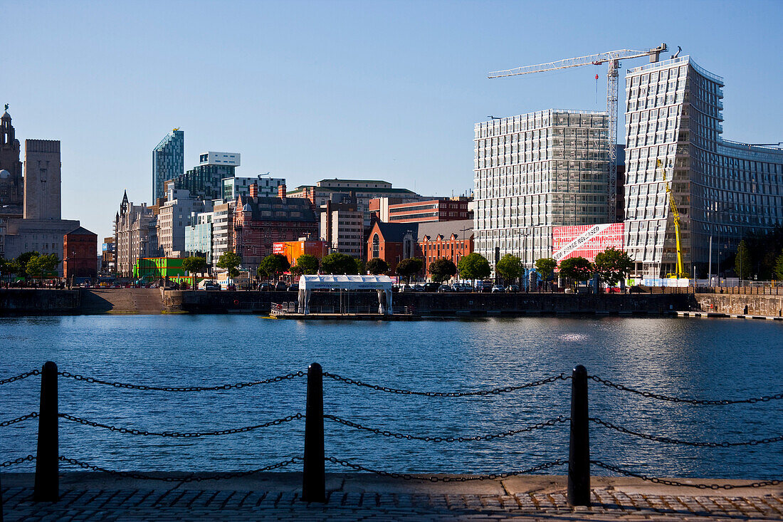 Docks and Liver building, Liverpool, Merseyside, England, UK