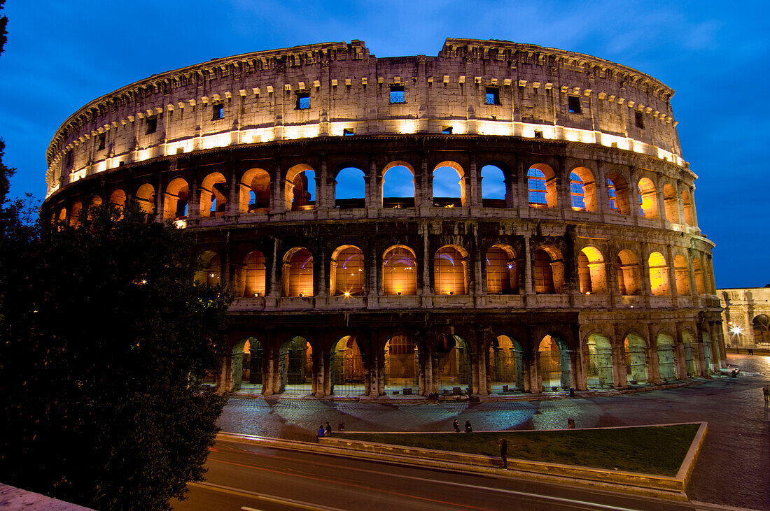 Coliseum at dusk, Rome, Italy, Europe