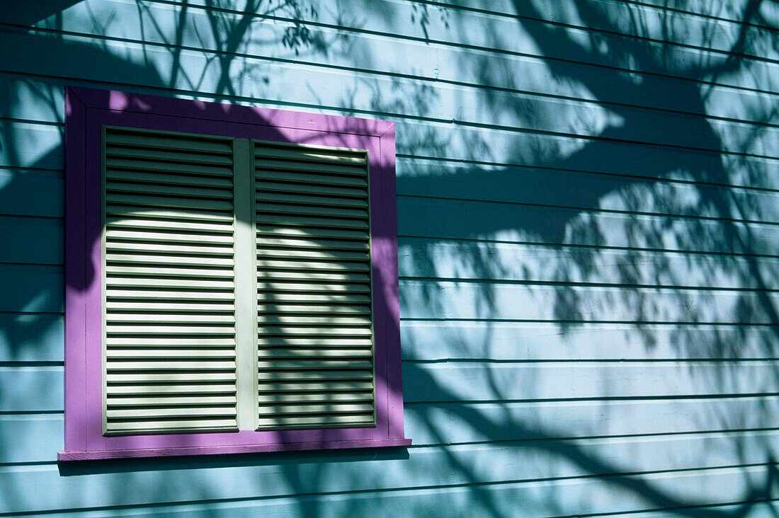 Detail of painted Chattel House, Holetown, Barbados