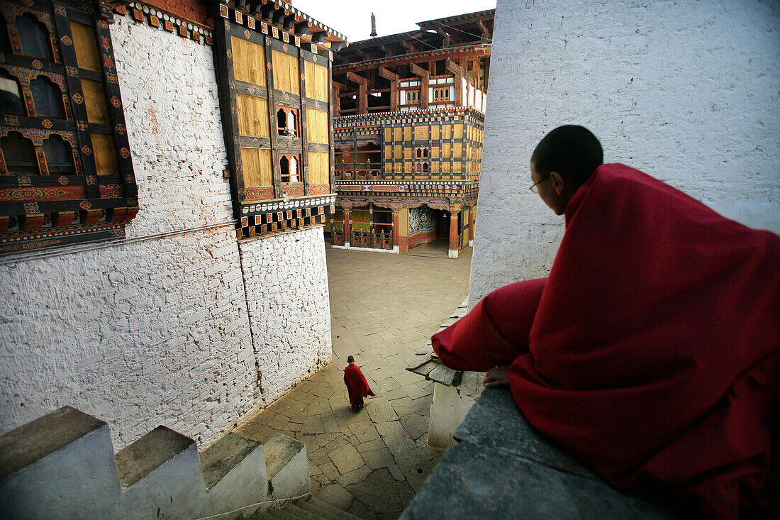 Young Buddhist monks at Paro Dzong, Paro, Bhutan