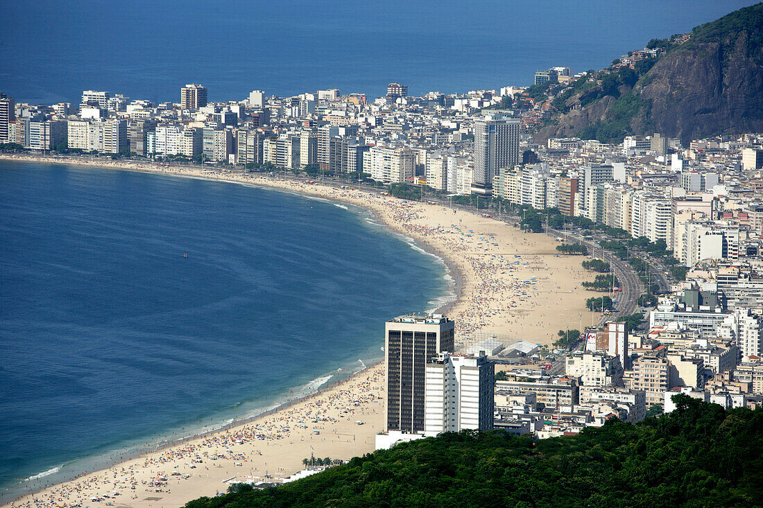 View of Copacabana, Brazil, View from Sugarloaf Mountain of Copacabana beach, Brazil.