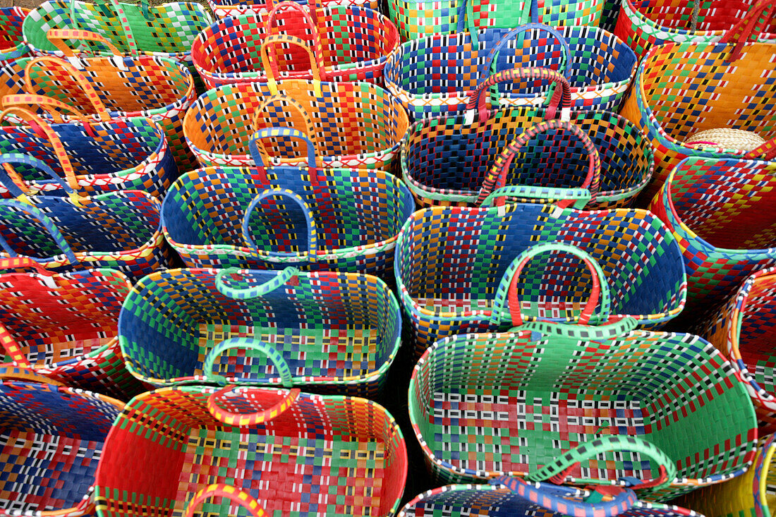 Baskets at market in Burma (Myanmar), Baskets at Ingle Lake market in Burma (Myanmar).