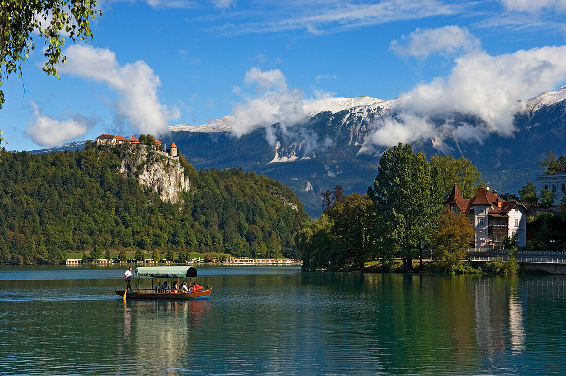 Pletna boat on Lake Bled, Gorenjska Region, Slovenia