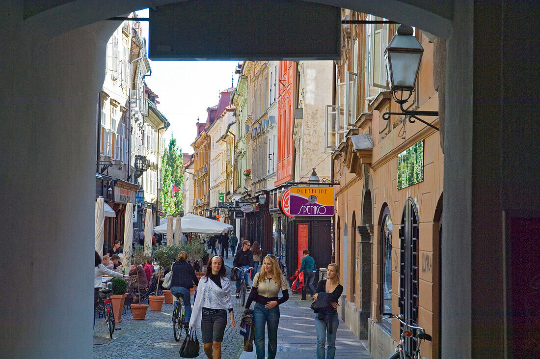 Pedestrians in the shopping area, Ljubljana, Slovenia