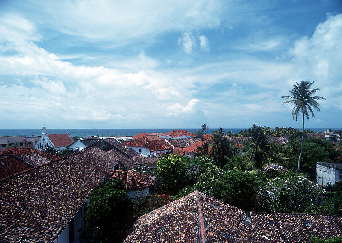 Looking across the rooftops of Galle, Southern Province, Sri Lanka