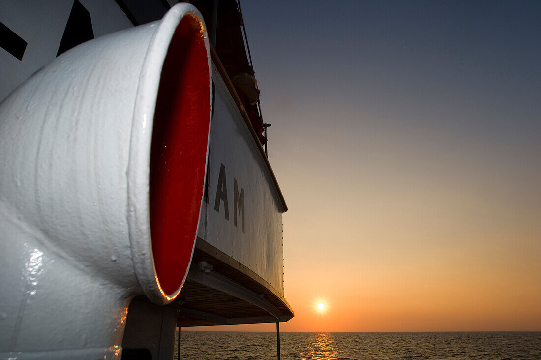 Detail of ferry boat at sunset, Lake Vanern, Sweden