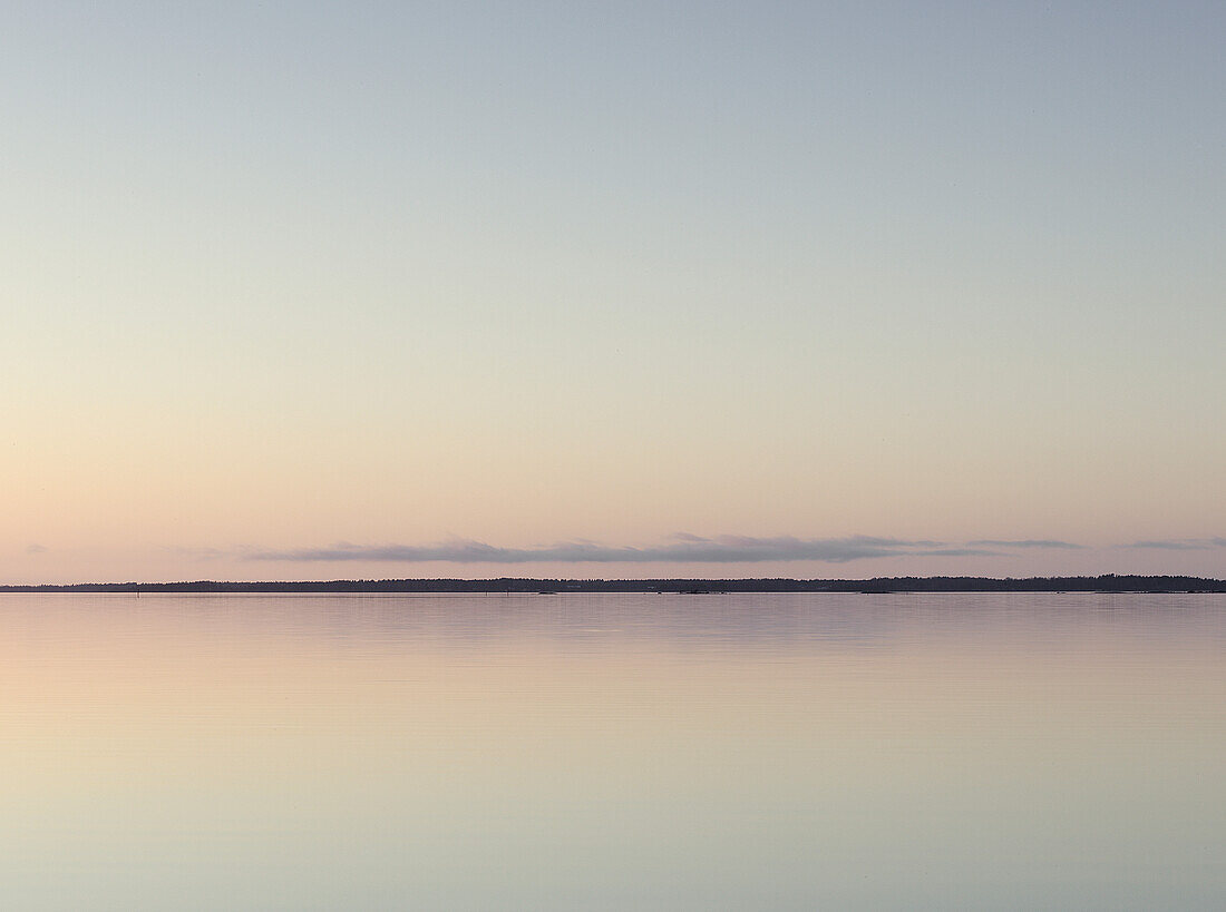 Tranquil Lake Vanern at dusk, Mariestad, Sweden