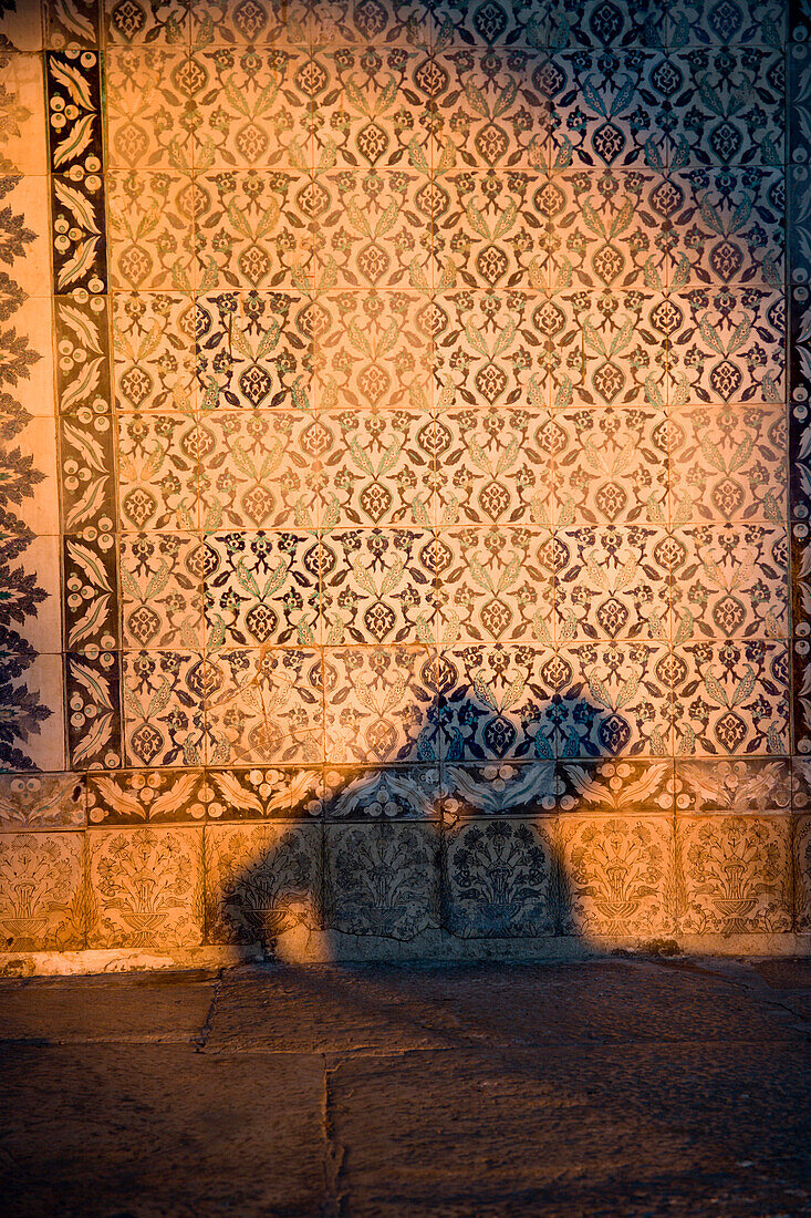 People's shadows on Yeni Camii Mosque, close up, Istanbul, Turkey