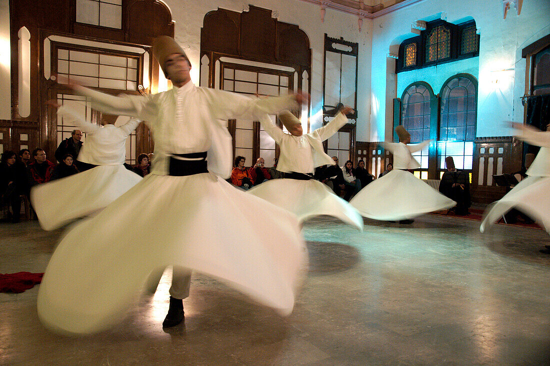 Whirling Dervishes at Sirkeci Station waiting room, Istanbul, Turkey