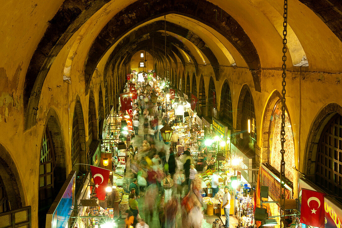 Crowds of people in the Egyptian Bazaar, Istanbul, Turkey.