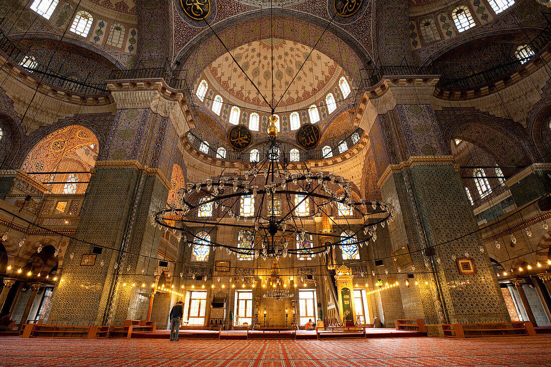 Interior of the New Mosque, Istanbul, Turkey.