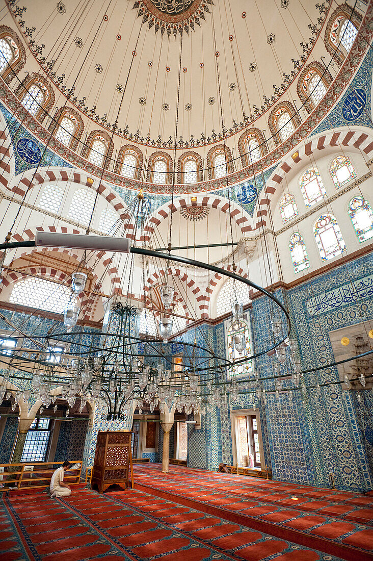 Inside the Rustem Pasa Mosque, Istanbul, Turkey.