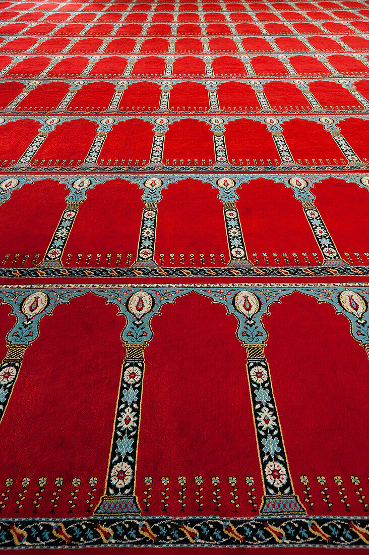 Detail of carpet in the Nusretiye Mosque, Istanbul, Turkey.