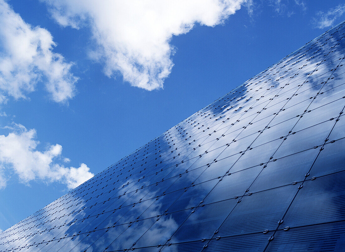 Urbis Building and cloud reflections, Manchester, England