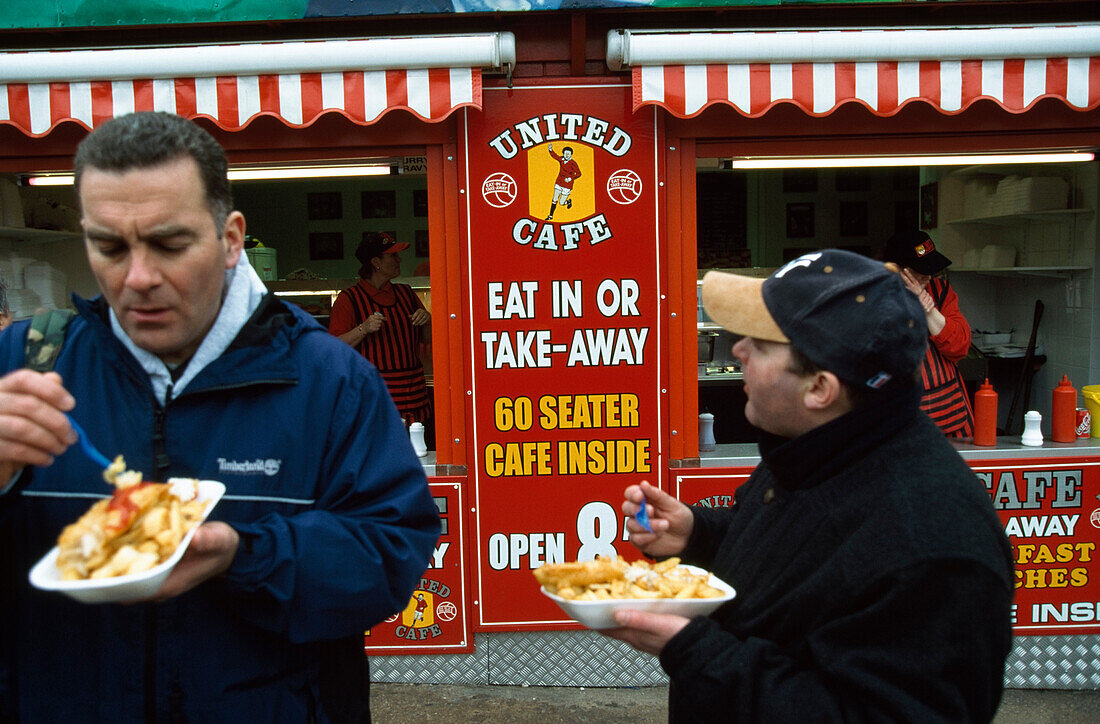 Post match Fish 'n Chips, Manchester, England.  