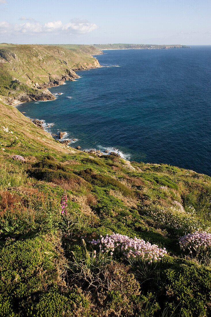 View towards Sennen and lands end, Cornwall, England