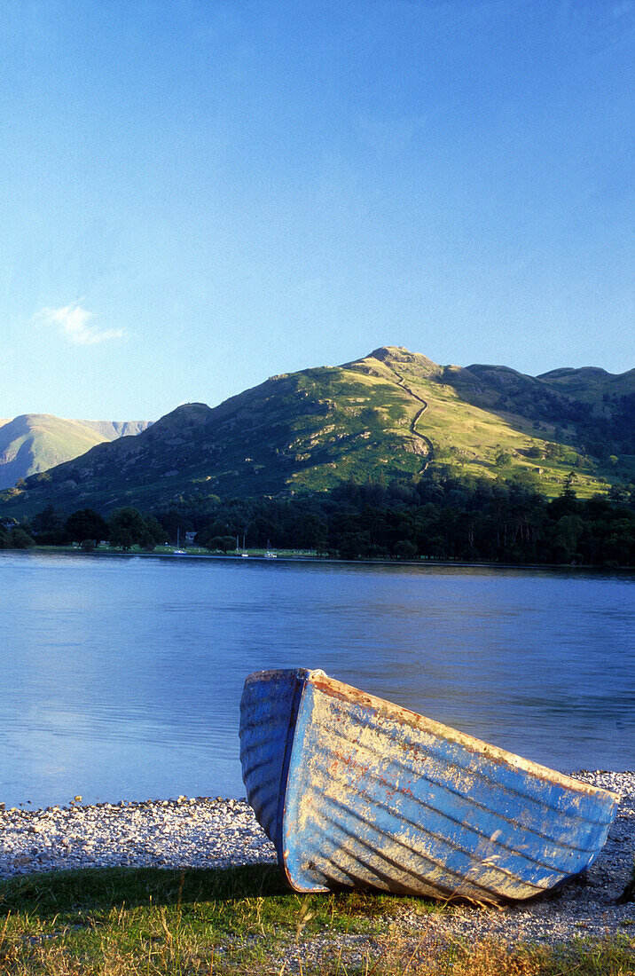 Boat on Ulswater, Lake District, Cumbria, England.
