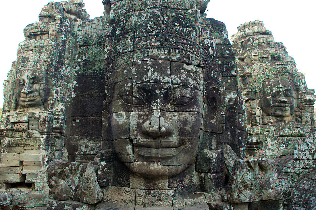 Gopuram, Faces at Bayon temple, Angkor Thom, Angkor, Cambodia, Asia