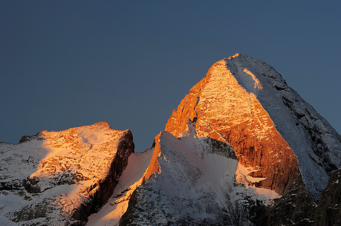 First light at Vernel, Marmolada, Dolomites, UNESCO World Heritage Site, South Tyrol, Italy