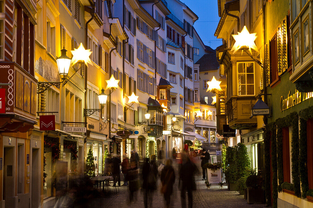 Augistinergasse, christmas illumination, Old City, Zurich, Switzerland