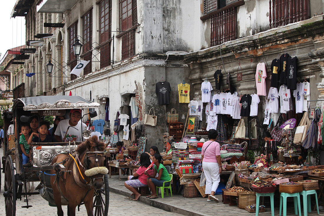 Pferdekutsche, Spanische Kolonialstadt, Vigan, Ilocos Sur, UNESCO Weltkulturerbe, Insel Luzon, Philippinen