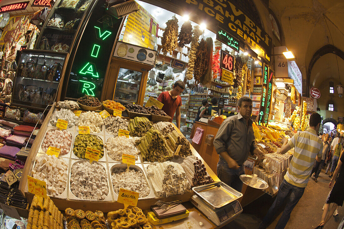 People at Egyptian Bazaar, Misir Carsisi, Istanbul, Turkey, Europe