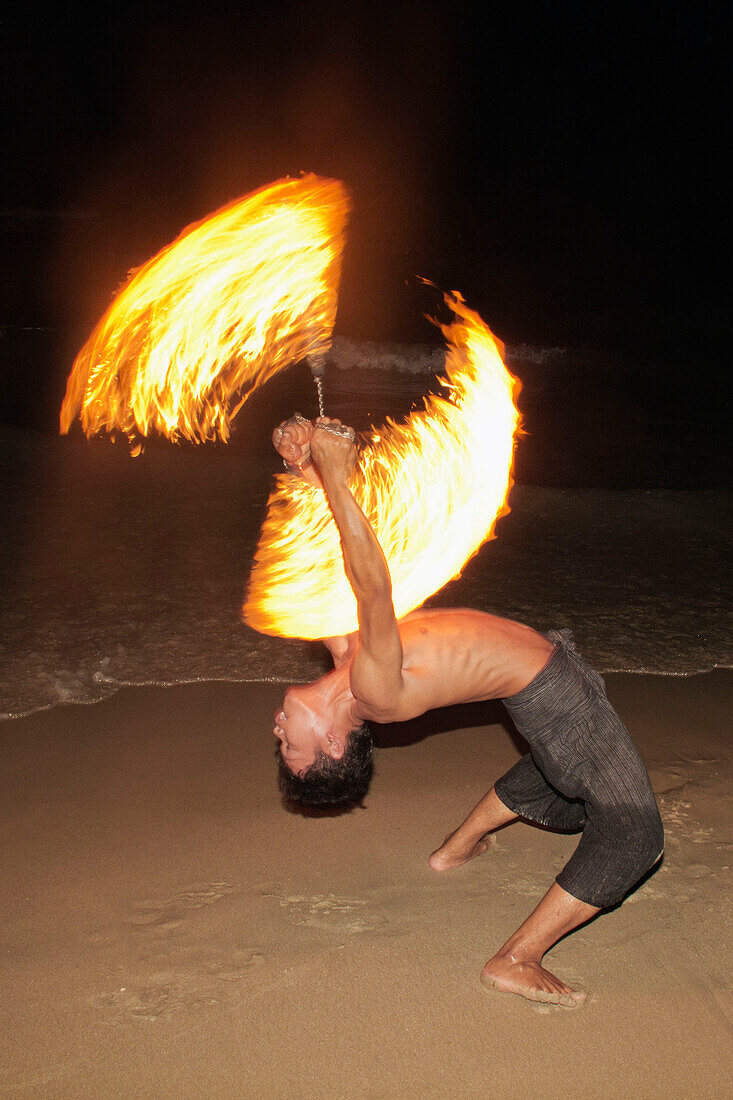 Fire dancer at White Beach, Koh Chang, Thailand, Asia