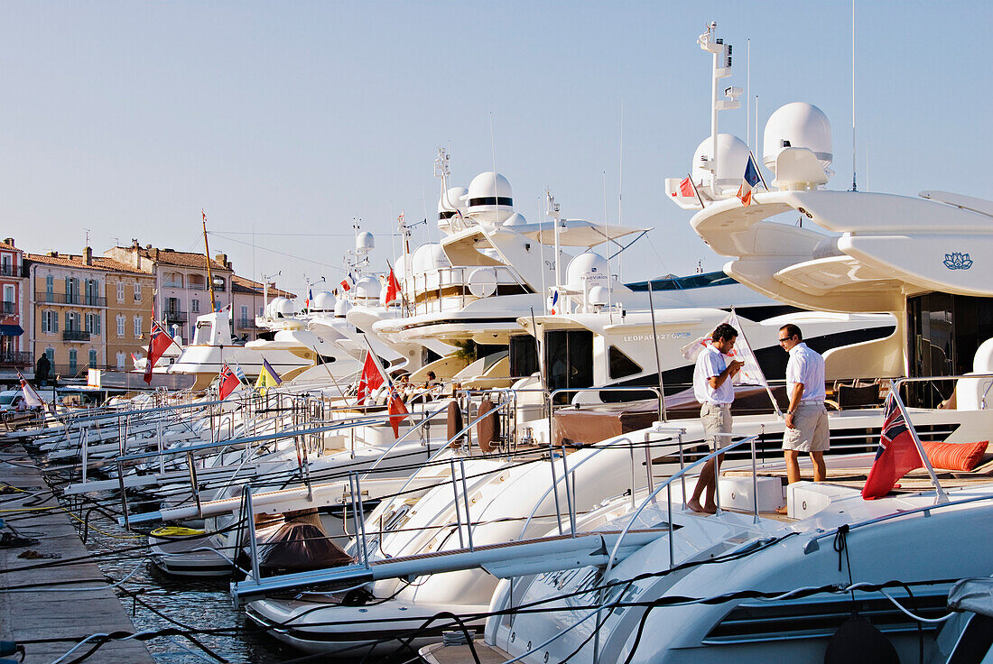 France, Var, Riviera, Yachts at Saint-Tropez Harbour