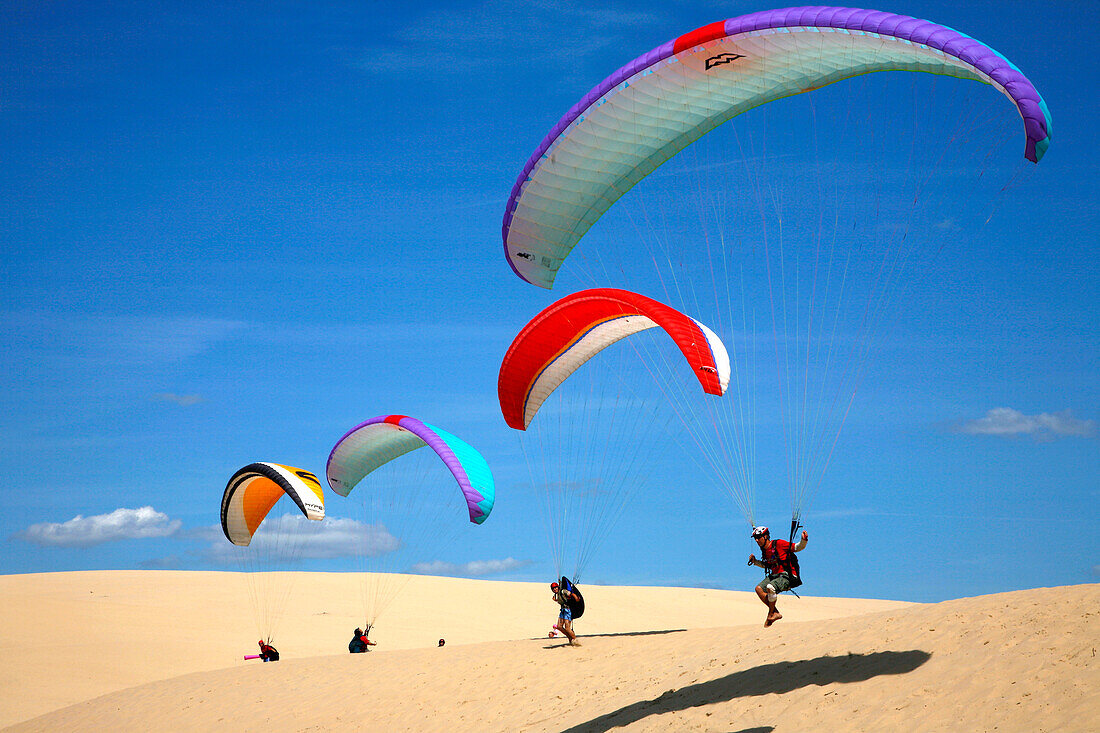 France, Aquitaine, Gironde (33) - Le Pyla sur Mer, Dune du Pilat and Bassin d'Arcachon, paragliding