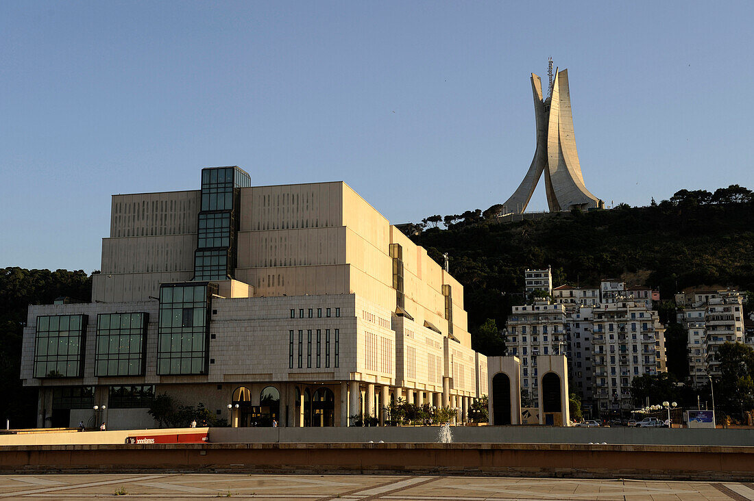Algeria, Algiers, Hamma district, National Library and Maqam Echahid (Martyr's Monument)