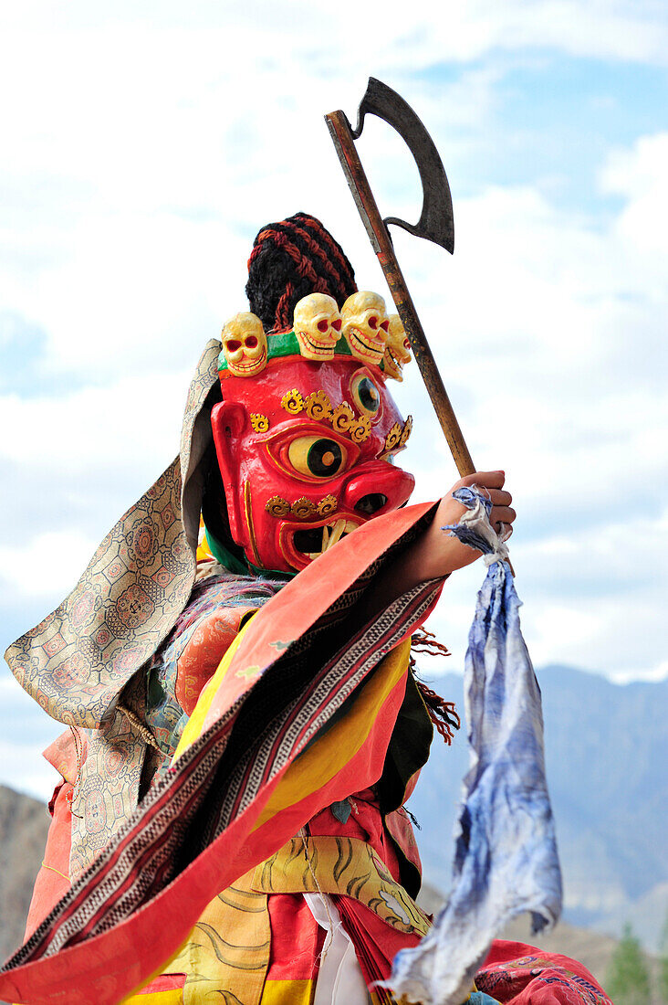 Mask dance at monastery festival, Phyang, Leh, valley of Indus, Ladakh, Jammu and Kashmir, India