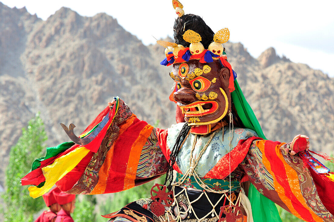 Mask dance at monastery festival, Phyang, Leh, valley of Indus, Ladakh, Jammu and Kashmir, India