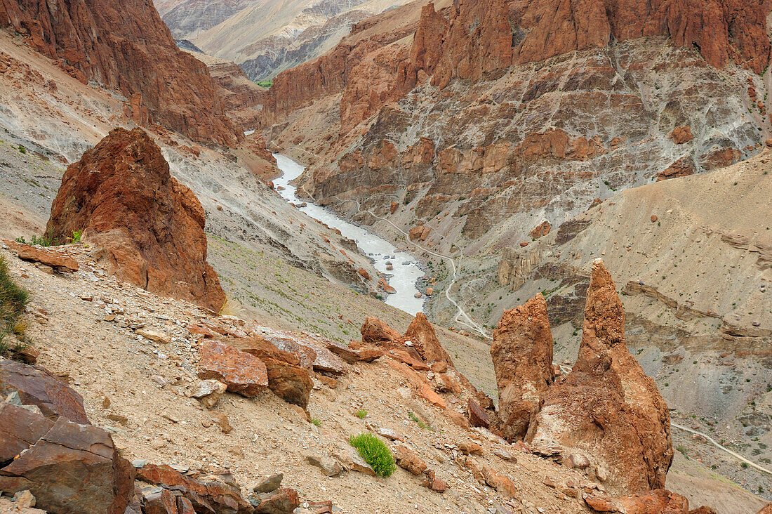 Gorge, between Padum and Phuktal, Zanskar Range Traverse, Zanskar Range, Zanskar, Ladakh, India