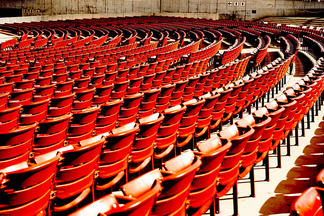 Red Outdoor Theater Seating, Jay Pritzker Pavilion, Millennium Park, Chicago, Illinois, USA